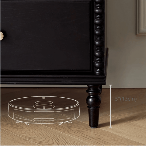 47″ Solid Wood Black Vanity - Mid-Century Style with Storage and Drawers