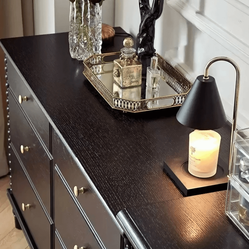 47″ Solid Wood Black Vanity - Mid-Century Style with Storage and Drawers