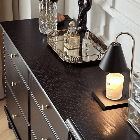 47″ Solid Wood Black Vanity - Mid-Century Style with Storage and Drawers