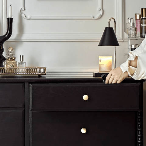 47″ Solid Wood Black Vanity - Mid-Century Style with Storage and Drawers
