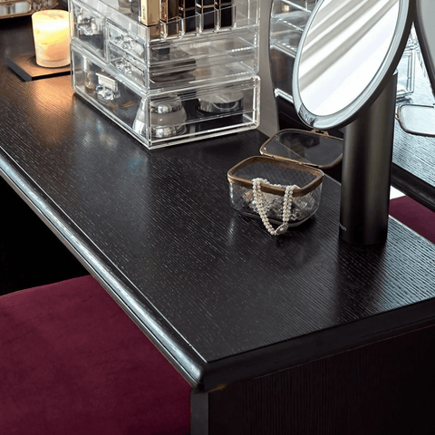 47″ Solid Wood Black Vanity - Mid-Century Style with Storage and Drawers