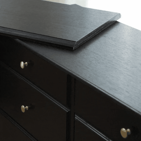 47″ Solid Wood Black Vanity - Mid-Century Style with Storage and Drawers