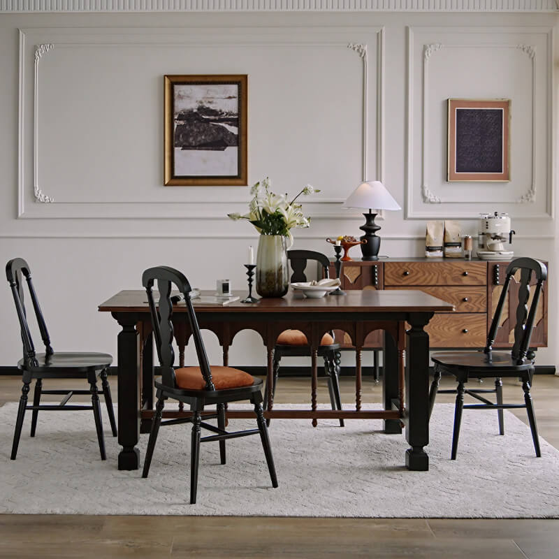 63″ Rectangle Walnut Wood Dining Table - Seats 4-6 - Mid-Century Modern