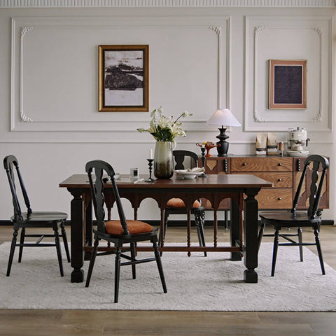 63″ Rectangle Walnut Wood Dining Table - Seats 4-6 - Mid-Century Modern