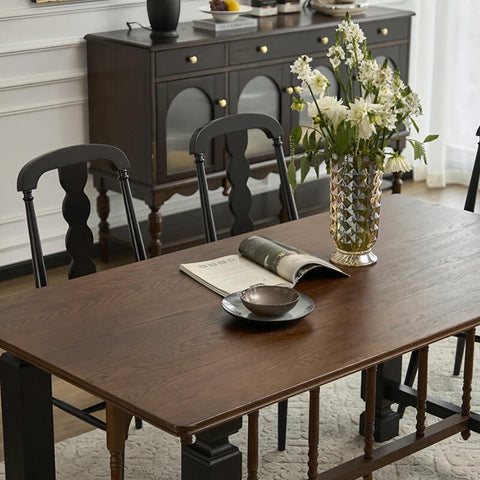 63″ Rectangle Walnut Wood Dining Table - Seats 4-6 - Mid-Century Modern