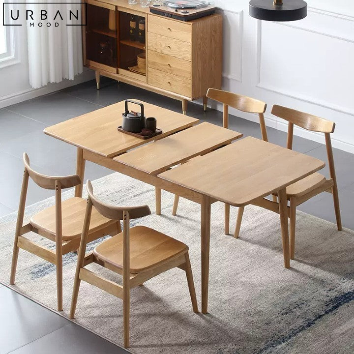 AKI Solid Wood Extendable Dining Table Japandi Style - URBANMOOD