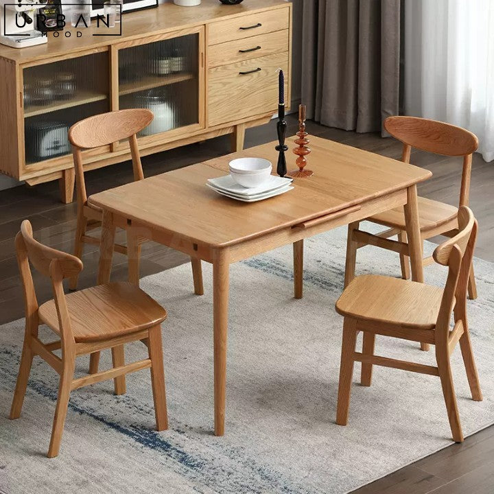 AKI Solid Wood Extendable Dining Table Japandi Style - URBANMOOD