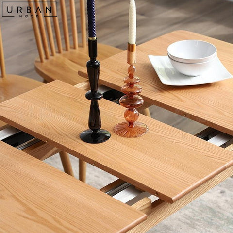 AKI Solid Wood Extendable Dining Table Japandi Style - URBANMOOD