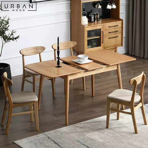 AKI Solid Wood Extendable Dining Table Japandi Style - URBANMOOD