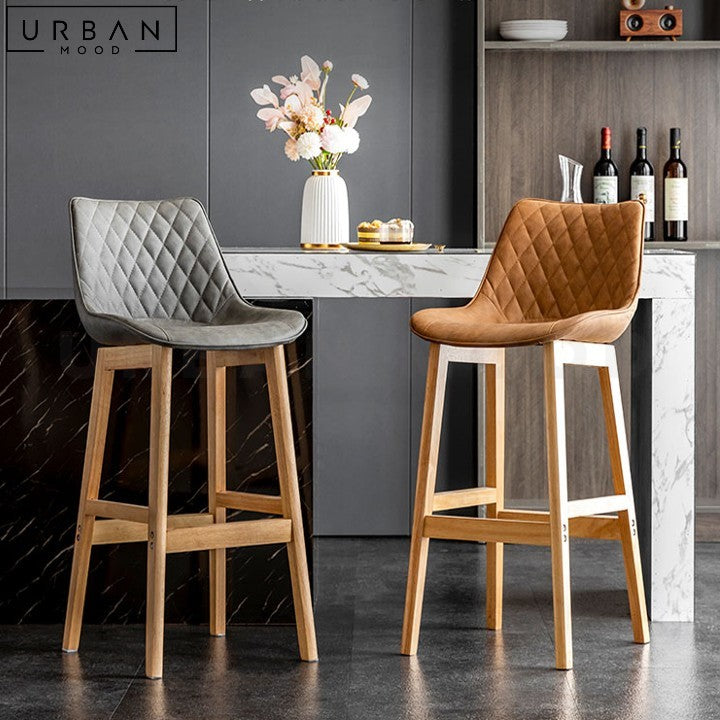 ALEXAN Scandinavian Modern Leather Bar Stool - URBANMOOD
