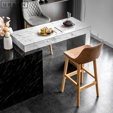 ALEXAN Scandinavian Modern Leather Bar Stool - URBANMOOD