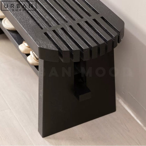 ANGELIKA Modern Solid Wood Ash Entrance Bench - URBANMOOD