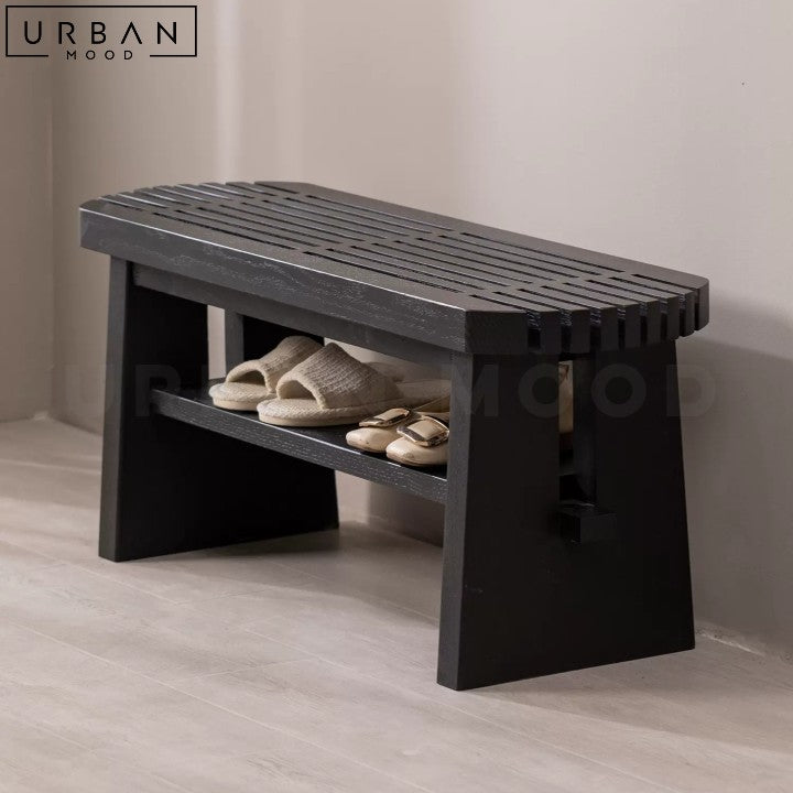ANGELIKA Modern Solid Wood Ash Entrance Bench - URBANMOOD