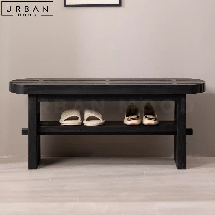 ANGELIKA Modern Solid Wood Ash Entrance Bench - URBANMOOD
