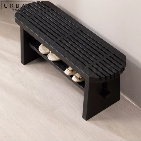 ANGELIKA Modern Solid Wood Ash Entrance Bench - URBANMOOD