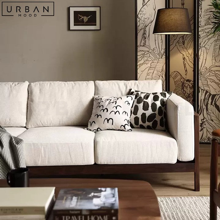 ARIANNA Rustic Fabric Sofa with Black Walnut Frame - URBANMOOD