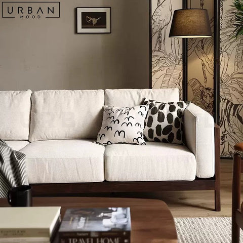 ARIANNA Rustic Fabric Sofa with Black Walnut Frame - URBANMOOD