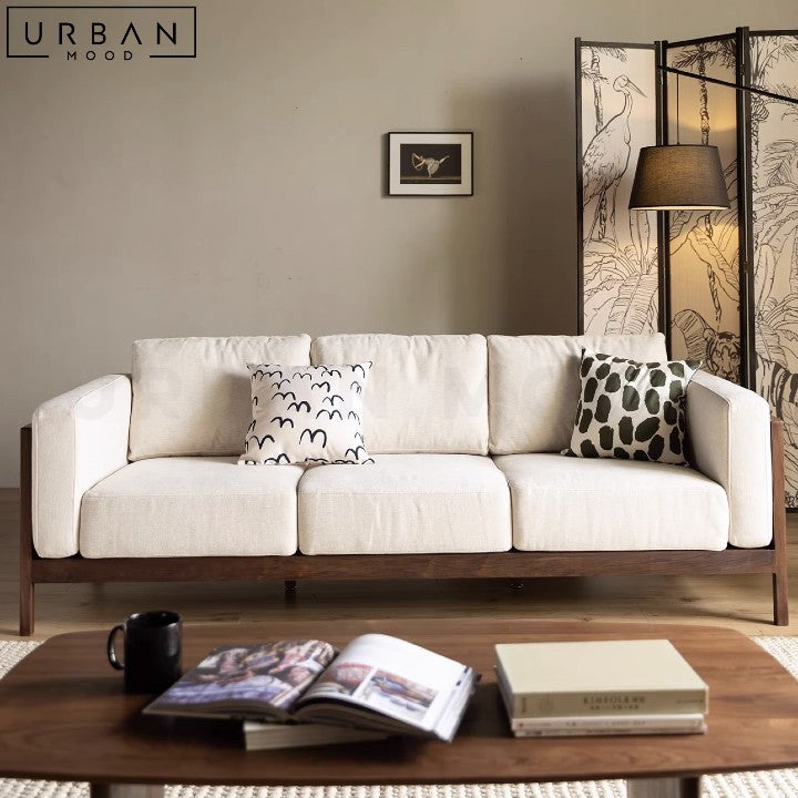 ARIANNA Rustic Fabric Sofa with Black Walnut Frame - URBANMOOD