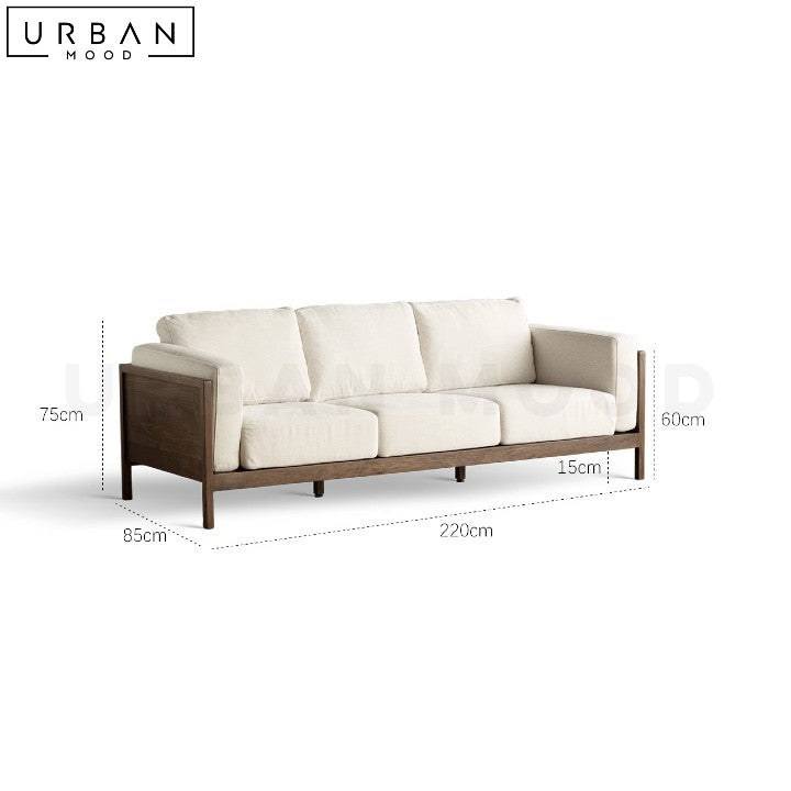 ARIANNA Rustic Fabric Sofa with Black Walnut Frame - URBANMOOD