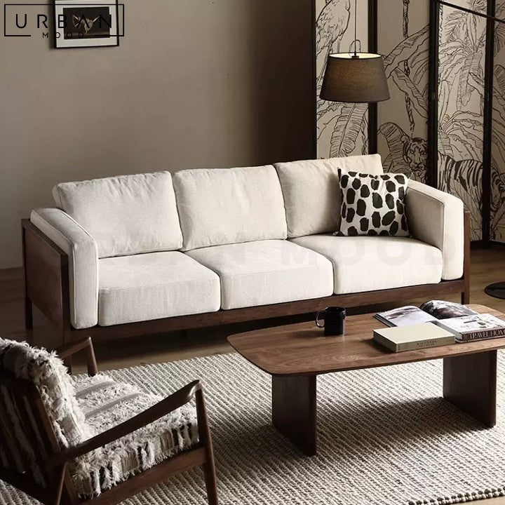 ARIANNA Rustic Fabric Sofa with Black Walnut Frame - URBANMOOD