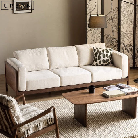 ARIANNA Rustic Fabric Sofa with Black Walnut Frame - URBANMOOD