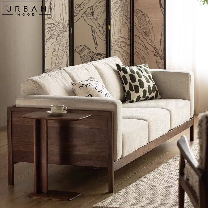 ARIANNA Rustic Fabric Sofa with Black Walnut Frame - URBANMOOD