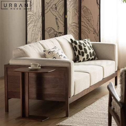 ARIANNA Rustic Fabric Sofa with Black Walnut Frame - URBANMOOD