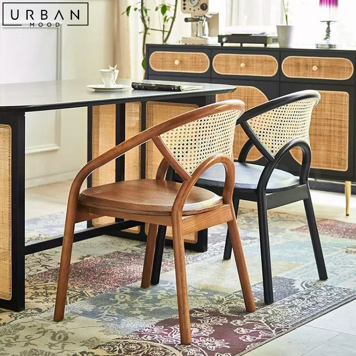 AUTIO Rattan Dining Chair Rustic and Mid-Century Design - URBANMOOD