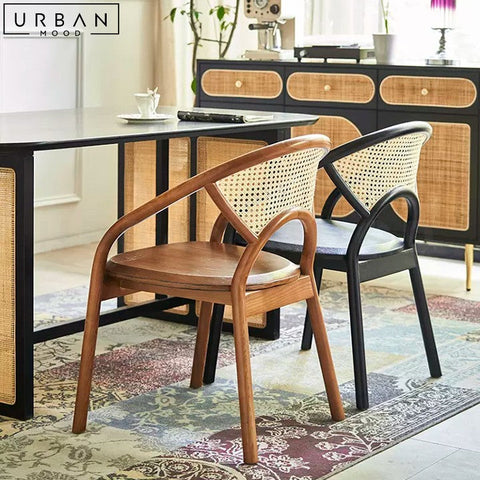 AUTIO Rattan Dining Chair Rustic and Mid-Century Design - URBANMOOD