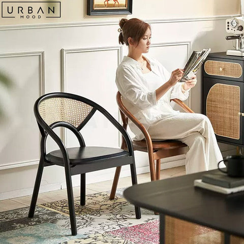 AUTIO Rattan Dining Chair Rustic and Mid-Century Design - URBANMOOD
