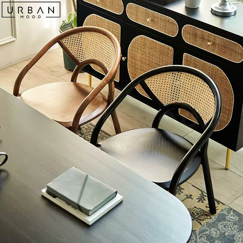 AUTIO Rattan Dining Chair Rustic and Mid-Century Design - URBANMOOD