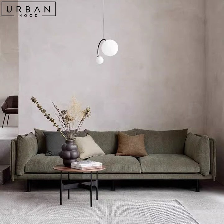 BARAZ Scandinavian Style Fabric Sofa with Wood Accents - URBANMOOD