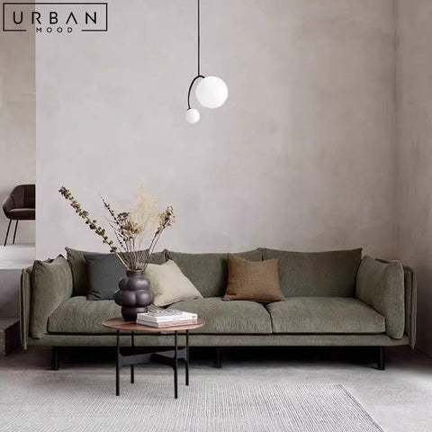 BARAZ Scandinavian Style Fabric Sofa with Wood Accents - URBANMOOD