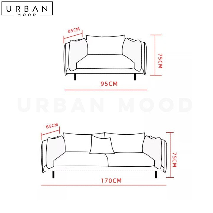 BARAZ Scandinavian Style Fabric Sofa with Wood Accents - URBANMOOD