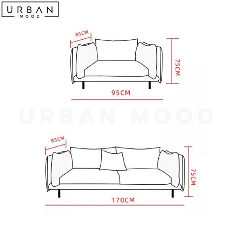 BARAZ Scandinavian Style Fabric Sofa with Wood Accents - URBANMOOD