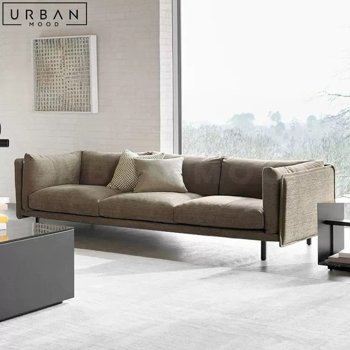 BARAZ Scandinavian Style Fabric Sofa with Wood Accents - URBANMOOD