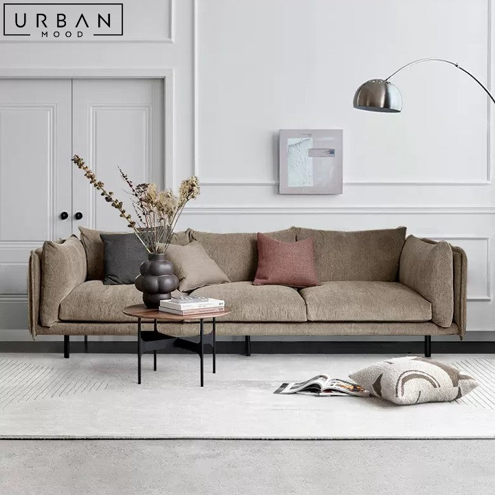 BARAZ Scandinavian Style Fabric Sofa with Wood Accents - URBANMOOD
