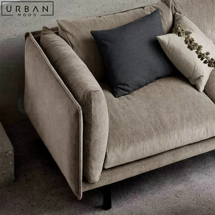 BARAZ Scandinavian Style Fabric Sofa with Wood Accents - URBANMOOD