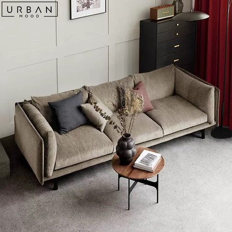 BARAZ Scandinavian Style Fabric Sofa with Wood Accents - URBANMOOD