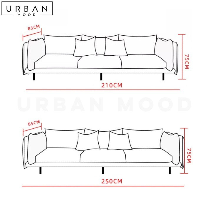 BARAZ Scandinavian Style Fabric Sofa with Wood Accents - URBANMOOD