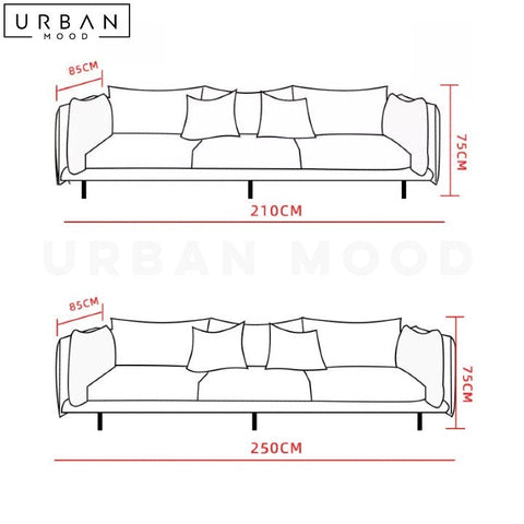 BARAZ Scandinavian Style Fabric Sofa with Wood Accents - URBANMOOD