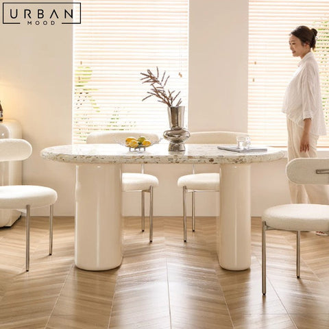 BARO French Terrazzo Dining Table Japandi Style - URBANMOOD
