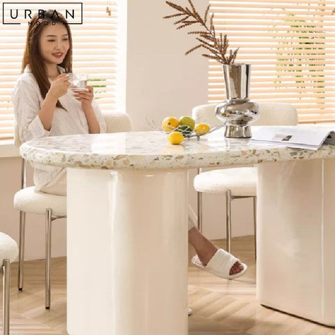 BARO French Terrazzo Dining Table Japandi Style - URBANMOOD