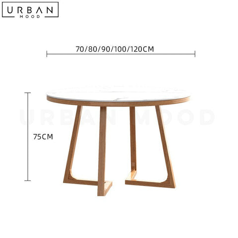 BIEL Round Solid Wood Dining Table with Sintered Stone Top - URBANMOOD
