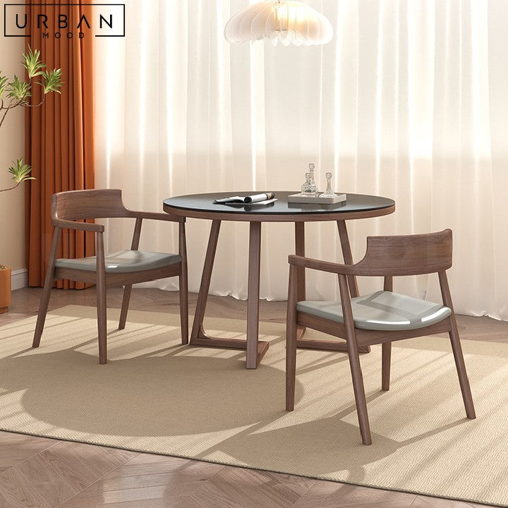 BIEL Round Solid Wood Dining Table with Sintered Stone Top - URBANMOOD