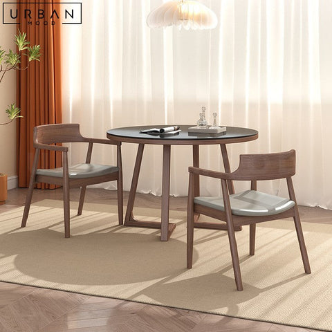 BIEL Round Solid Wood Dining Table with Sintered Stone Top - URBANMOOD