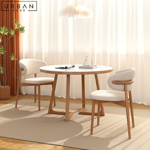 BIEL Round Solid Wood Dining Table with Sintered Stone Top - URBANMOOD