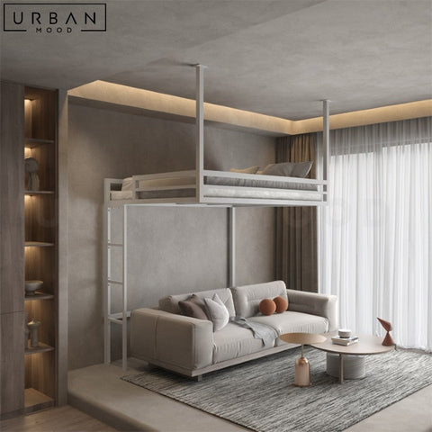 BRIDGE Modern Loft Bed Durable Carbon Steel Design - URBANMOOD