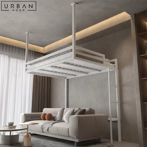 BRIDGE Modern Loft Bed Durable Carbon Steel Design - URBANMOOD