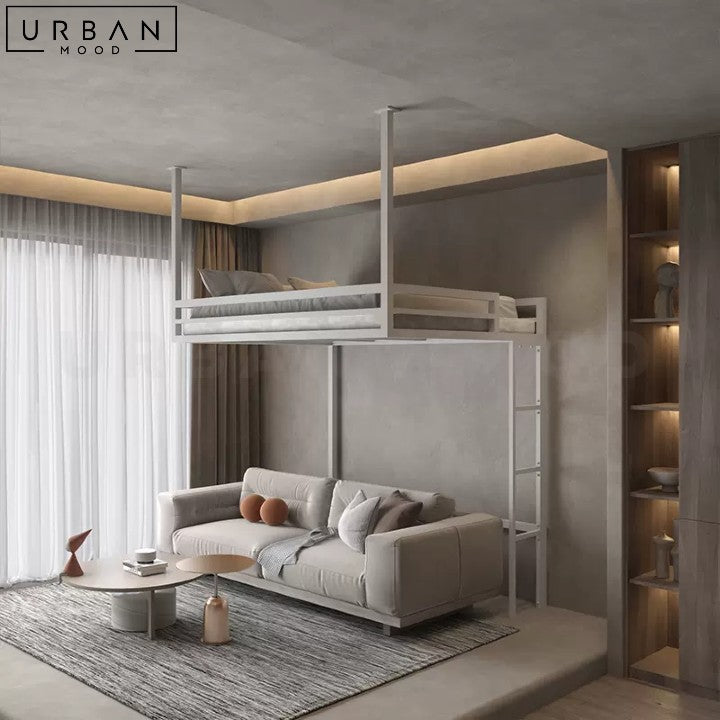 BRIDGE Modern Loft Bed Durable Carbon Steel Design - URBANMOOD